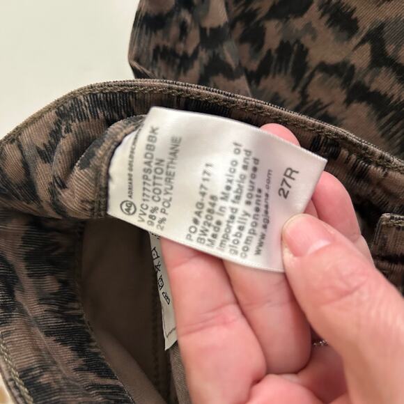 AG Adriano Goldschmied Farrah Velvet Animal Print Skinny Ankle Jeans SZ27R - Picture 9 of 13